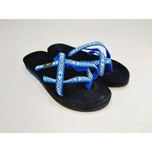 Teva Olowahu Womens Size 7 Blue & White Toe Loop Flip Flop Sandals